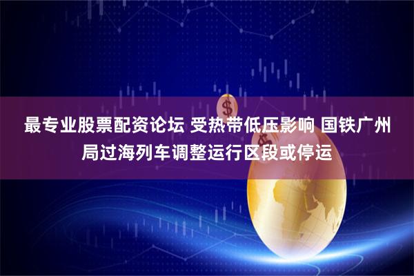 最专业股票配资论坛 受热带低压影响 国铁广州局过海列车调整运行区段或停运